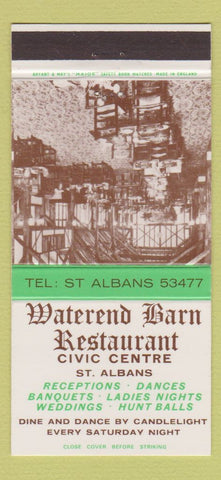Matchbook Cover - Waterend Barn Restaurant St Albans UK 30 Strike