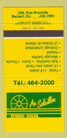 Matchbook Cover - Au Soleillon Stuido Beloeil QC 30 Strike