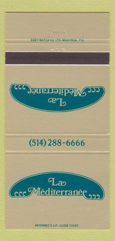 Matchbook Cover - La Mediterranee Montreal QC 30 Strike