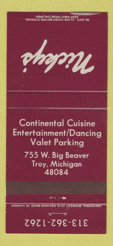 Matchbook Cover - Nicky's Restaurant Troy MI 30 Strike