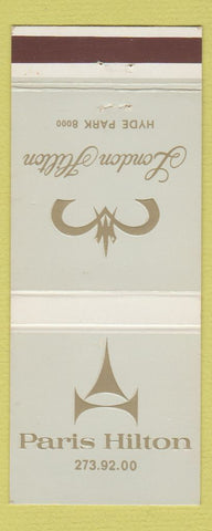 Matchbook Cover - Paris France Hilton London UK England hotels 30 Strike