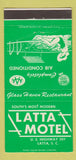 Matchbook Cover - Latta Motel Latta SC girlie GREEN 30 Strike