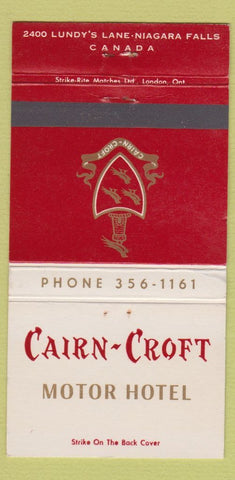Matchbook Cover - Carlin Croft Motor Hotel Niagara Falls ON WEAR 30 Strike