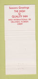 Matchbook Cover - High O Quality Inn Orlando FL Christmas 30 Strike