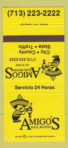 Matchbook Cover - Amigo's Bail Bonds Houston TX 30 Strike