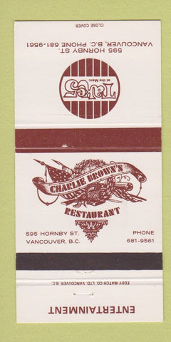 Matchbook Cover - Take 5 Charlie Brown's Restaurant Vancouver BC 30 Strike