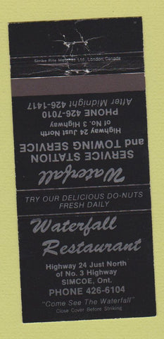 Matchbook Cover - Waterfall Restaurant Simcoe ON 30 Strike