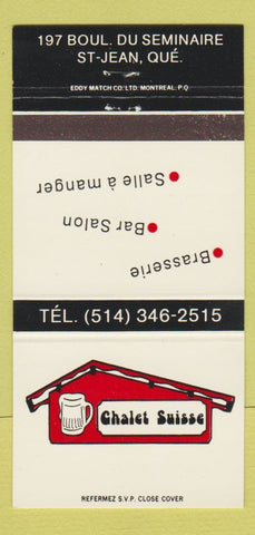Matchbook Cover - Chalet Suisse St Jean QC 30 Strike