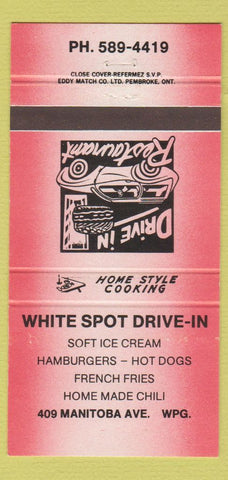 Matchbook Cover - White Spot Drive Inn Winnipeg MB 30 Strike