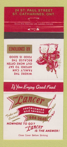 Matchbook Cover - Lancer Restaurants St Catharines ON 30 Strike