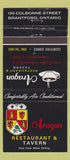 Matchbook Cover - Aragon Restaurant Tavern Brantford ON 30 Strike