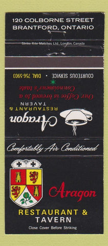 Matchbook Cover - Aragon Restaurant Tavern Brantford ON 30 Strike
