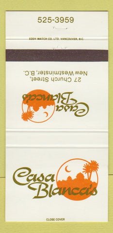 Matchbook Cover - Casa Blanca's New Westminster BC 30 Strike
