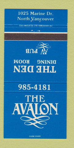 Matchbook Cover - The Avalon Restaurant North Vancouver BC 30 Strike