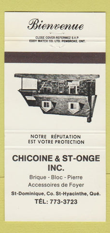 Matchbook Cover - Chicoine & St Onge St Hyacinthe QC 30 Strike