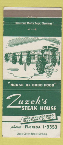 Matchbook Cover - Zuzek's Steak House Cleveland OH 30 Strike