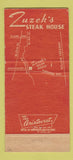 Matchbook Cover - Zuzek's Steak House Cleveland OH 30 Strike