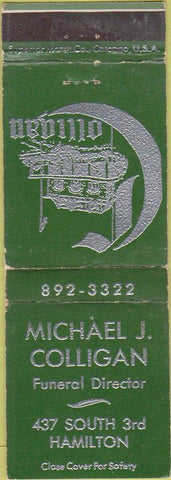 Matchbook Cover - Michael Colligan Funeral Home Hamilton OH WEAR
