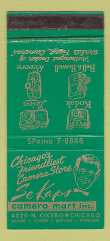 Matchbook Cover - Se Kaps Camera Mart Chicago IL WORN 30 Stick