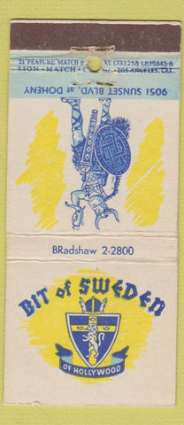 Matchbook Cover - Bit of Sweden Hollywood CA WEAR 21 Strike Feature