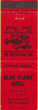 Matchbook Cover - Blue Flame Grill Opp AL BBQ lobster