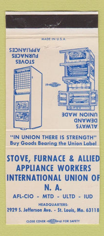 Matchbook Cover - Stove Furnace Appliance Workers Union St Louis MO 30 Strike