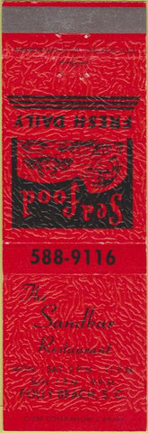 Matchbook Cover - Sandbar Restaurant Folly Beach SC