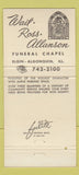 Matchbook Cover - Walt Ross Allanson Funeral Home Elgin Algonquin IL 30 Strike