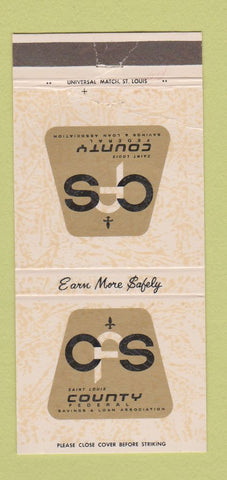 Matchbook Cover - Saint Louis County Federal Savings Loan MO WEAR 30 Strike