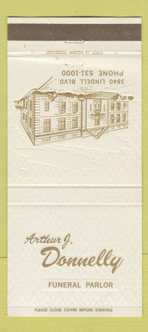 Matchbook Cover - Arthur Donnelly Funeral Home St Louis MO 30 Strike