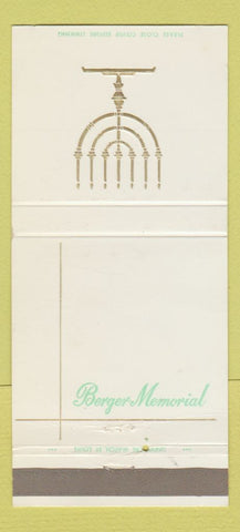 Matchbook Cover - Berger Memorial Funeral St Louis MO Jewish 30 Strike