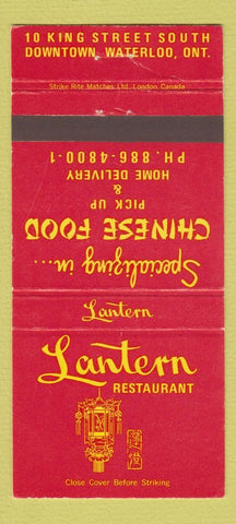 Matchbook Cover - Lantern Restaurant Waterloo ON Chinese 30 Strike