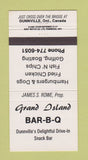 Matchbook Cover - Grand Island BBQ Dunnville ON 30 Strike
