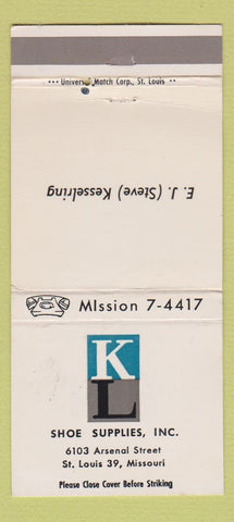 Matchbook Cover - KL Shoe Supplies St Louis MO WEAR 30 Strike