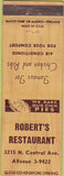 Matchbook Cover - Robert's Restaurant NO TOWN