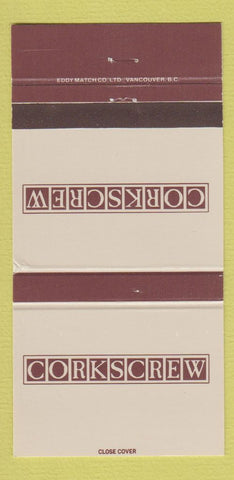 Matchbook Cover - Corkcrew Richmond BC Edmonton Calgary AB 30 Strike