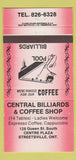 Matchbook Cover - Central Billiards Coffee Shop Streetsville ON 30 Strike