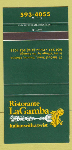 Matchbook Cover - Ristorante La Gamba Italian Toronto ON 30 Strike