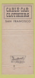 Matchbook Cover - Cable Car Clothes San Francisco CA Oakland 30 Strike
