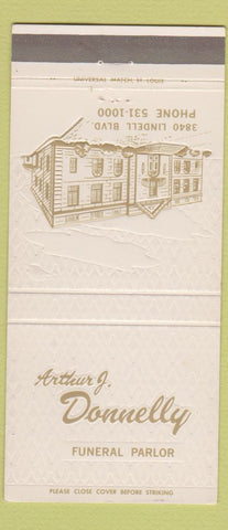 Matchbook Cover - Arthur Donnelly Funeral Home St Louis MO 30 Strike
