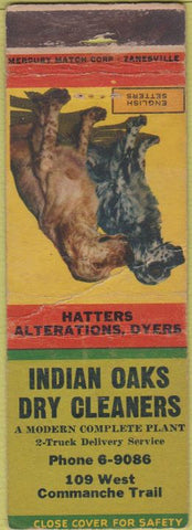 Matchbook Cover - Indian Oaks Dry Cleaner Commache Trail