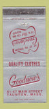 Matchbook Cover - Goodnow's Clothes Taunton MA WEAR 30 Strike