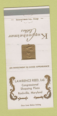 Matchbook Cover - Kuppenheimer Men's Clothes Rockville MD 30 Strike