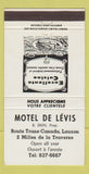 Matchbook Cover - Motel De Levis Lauzon QC 30 Strike