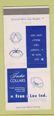 Matchbook Cover - Tucker Collars Fran Lou Memphis TN clothes WEAR 30 Strike