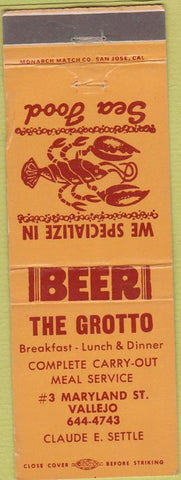 Matchbook Cover - The Grotto Vallejo CA WEAR lobster