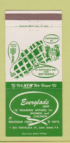 Matchbook Cover - Everglade Shop Clothes San Juan Puerto Rico 30 Strike