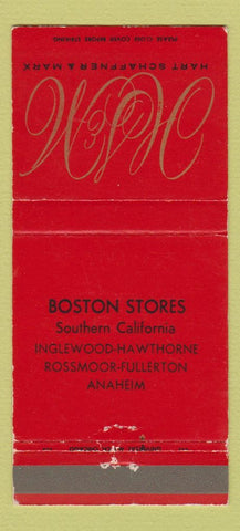 Matchbook Cover Hart Schaffner Marx Men's Clothes Anaheim Fullerton CA 30 Strike