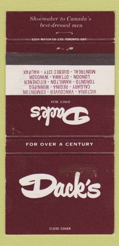 Matchbook Cover - Dack's Men's Clothes Canada Locations WEAR 30 Strike