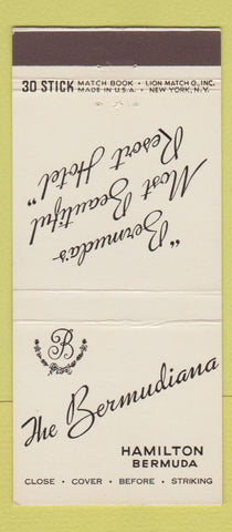 Matchbook Cover - The Bermudiana Hamilton Bermuda Hotel 30 Stick